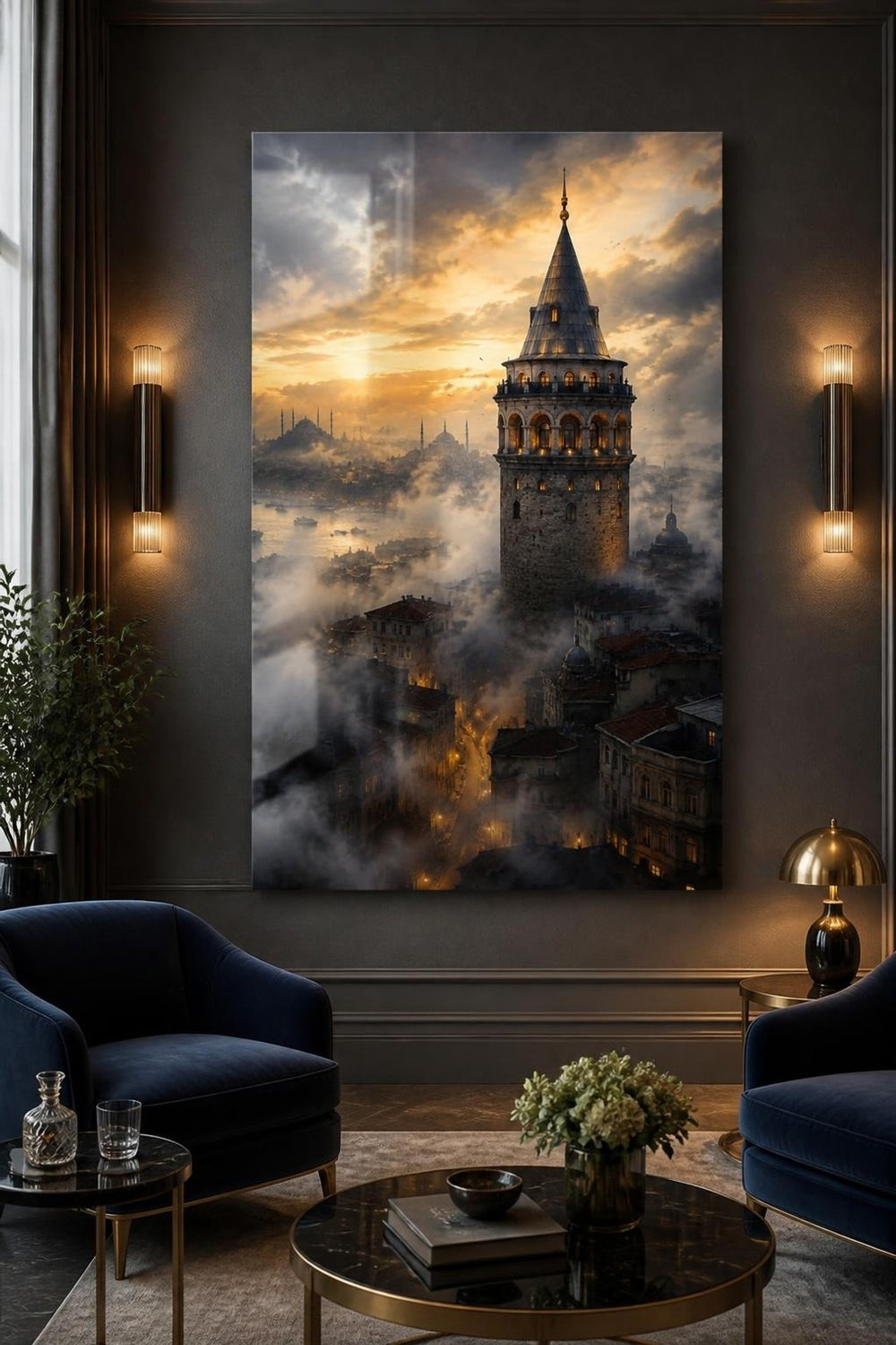 Galata Kulesi İstanbul Baskılı Cam Tablo – UV Baskı Şehir Manzarası Duvar Tablosu — görsel 5