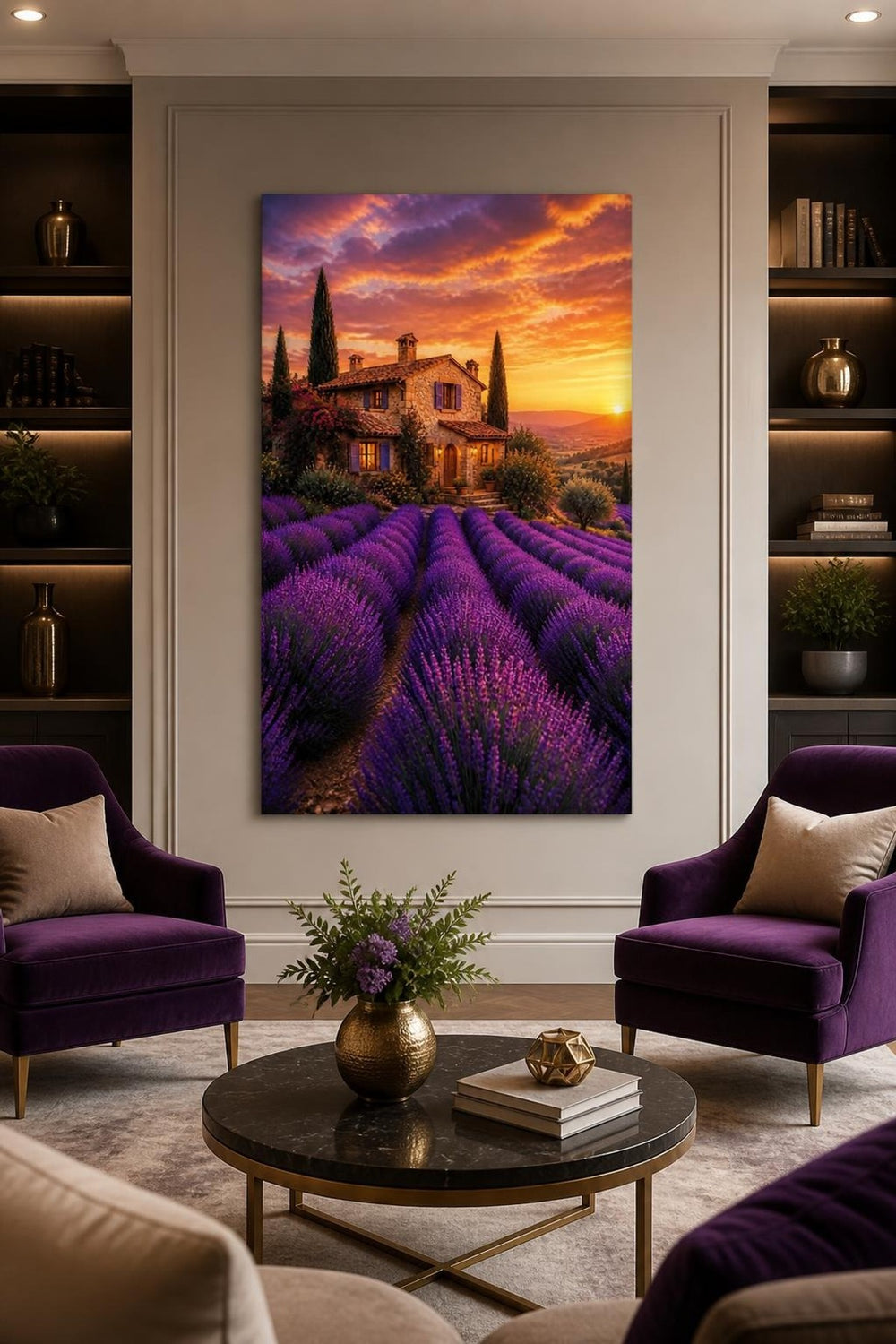 Lavanta Bahçesi Baskılı Cam Tablo – Provence Manzara UV Baskı Duvar Dekoru — görsel 4