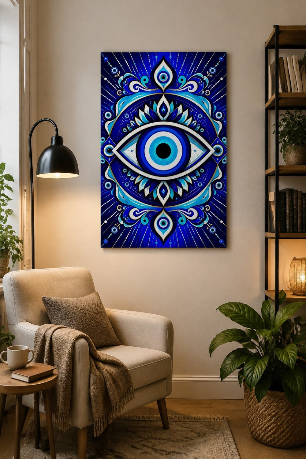 Nazar Boncuğu Desenli Baskılı Cam Tablo – Modern UV Baskı Duvar Dekoru — görsel 5