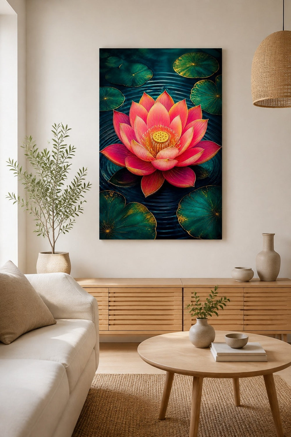 Lotus Çiçeği Baskılı Cam Tablo – UV Baskı Dekoratif Duvar Tablosu — görsel 4