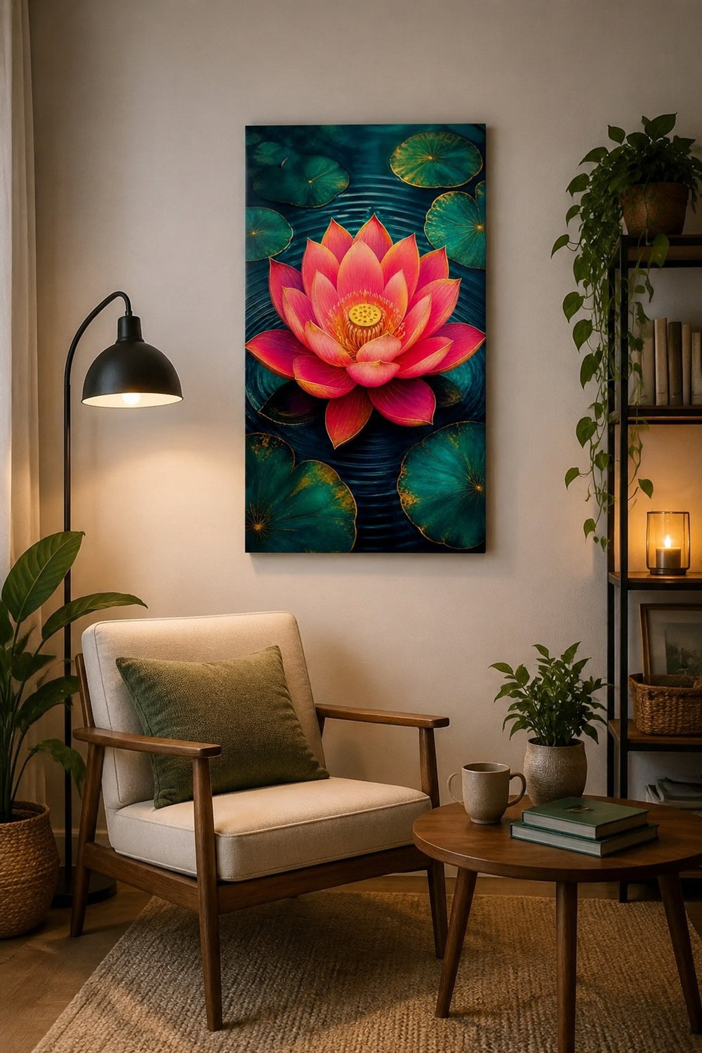 Lotus Çiçeği Baskılı Cam Tablo – UV Baskı Dekoratif Duvar Tablosu — görsel 5